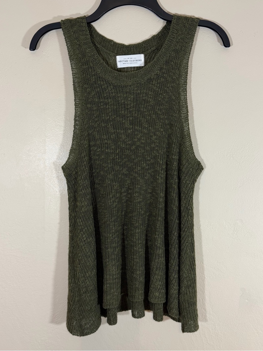 Nectar Clothing Olive Green Ribbed Sleeveless Knit Sweater Tank Top Size S